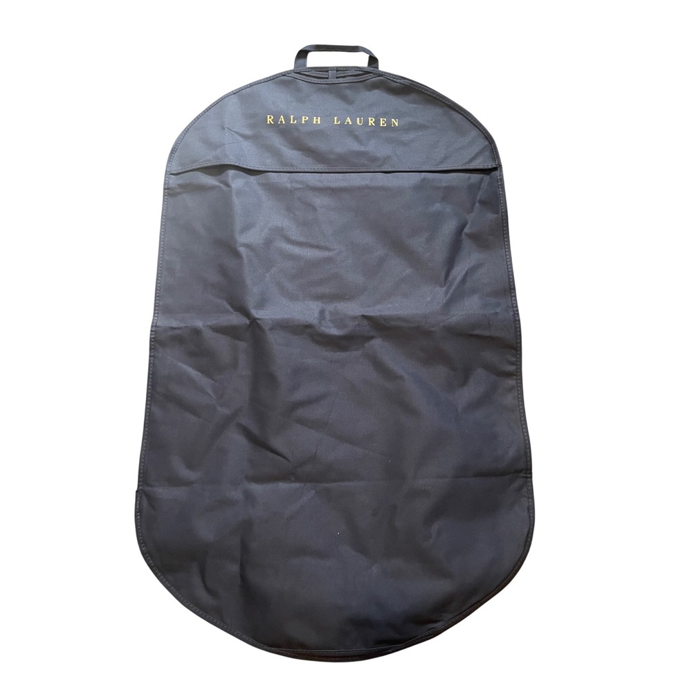Ralph Lauren Navy Blue Canvas Garment Bag Travel Suit Cover Gold Logo